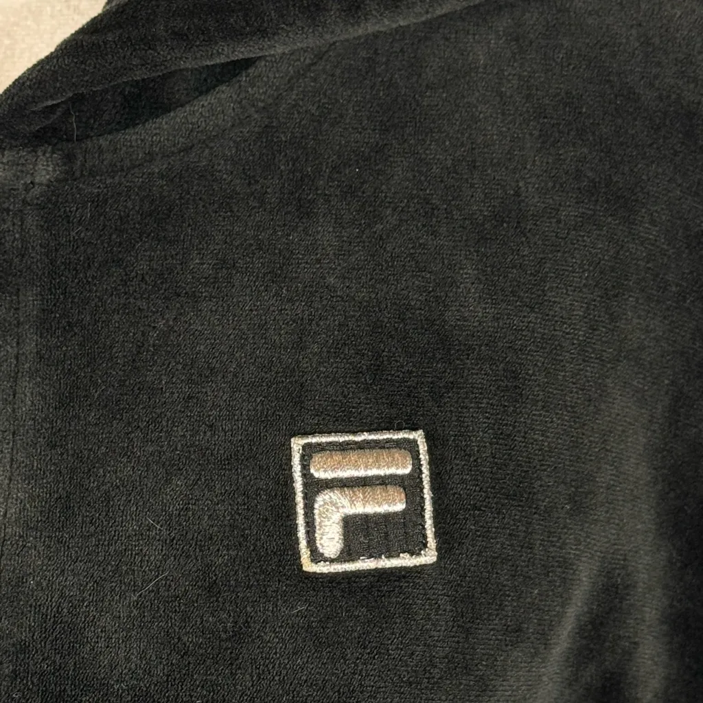 FILA Black Velour Half Zip Hoodie Women’s Small Y2K Athleisure Cropped - Image 2