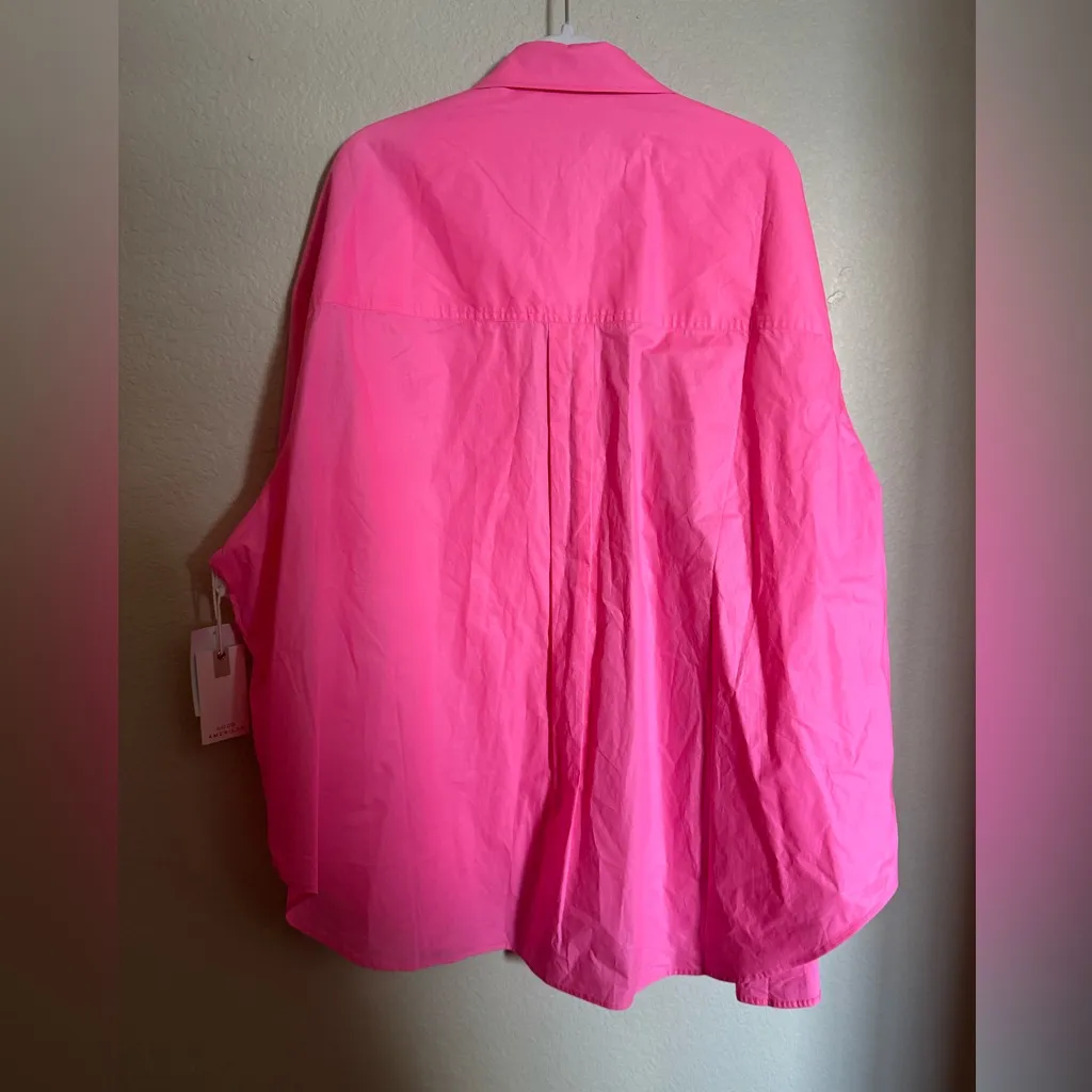 Good American Poplin Shirt Size 7 Knock Out Pink NEW dopamine dressing plus size - Image 5
