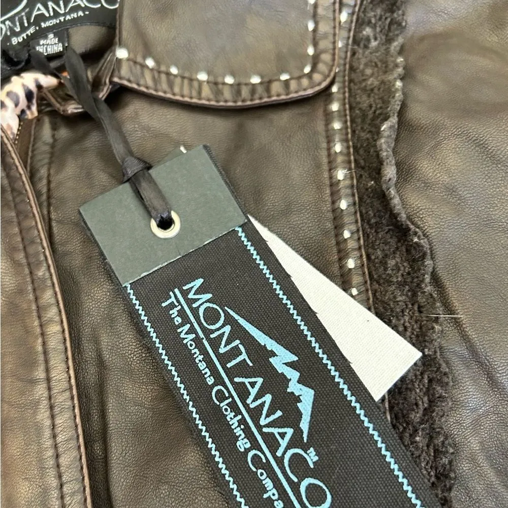 Montana Company Brown Faux Leather Western Jacket Size Small New with tags - Image 5
