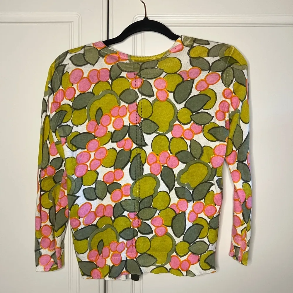 Milly New York Cropped Floral Cotton Cardigan S Y2K - Image 9