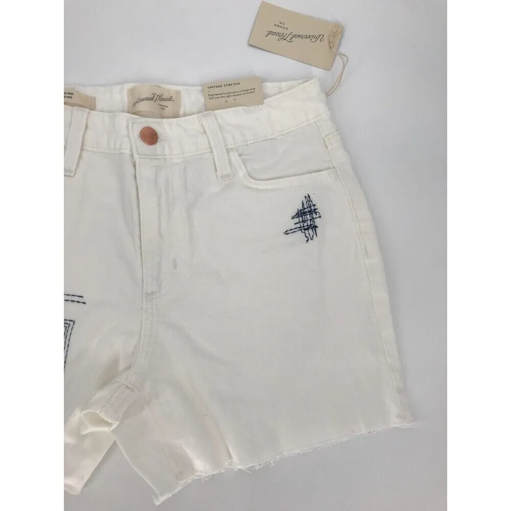 Universal Threads Womens Vintage Stretch Midi Denim Jean Shorts Size 2 White - Image 2