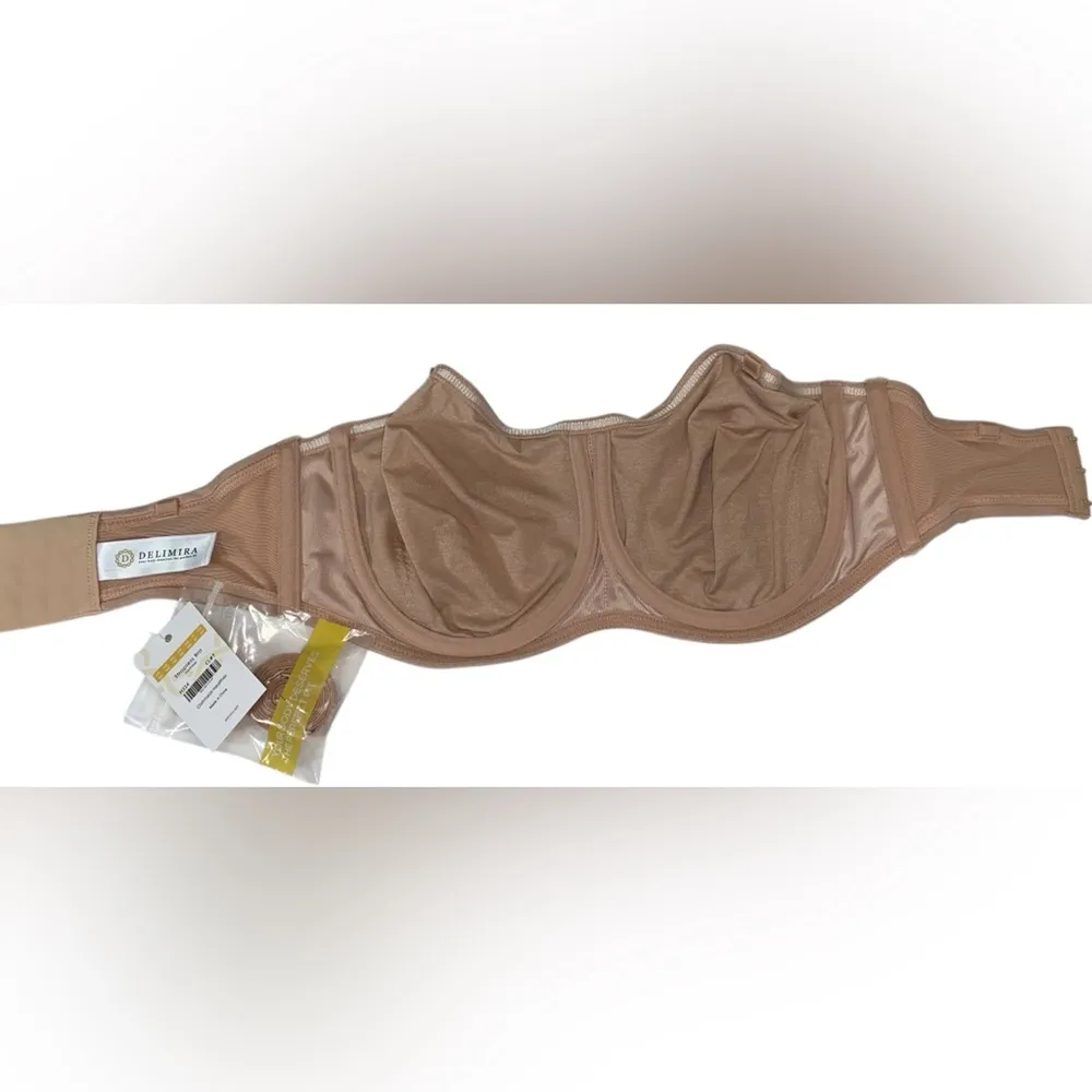 Delimira Women’s Strapless Minimizer Bra 32E Oatmeal Heather Straps Included NWT Tan Size undefined - Image 5