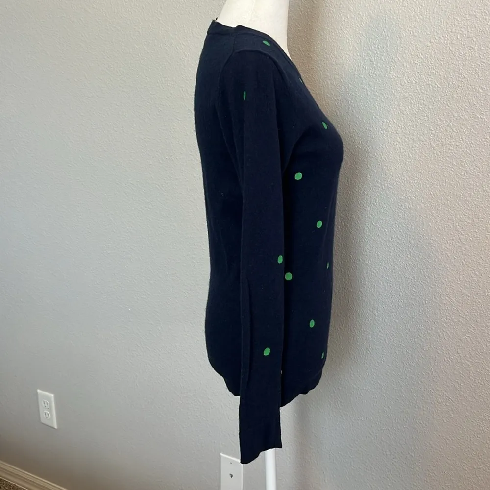 JCrew Factory Cotton/Merino Slim Fit Sweater Embroidered Dots Size Small Blue - Image 3