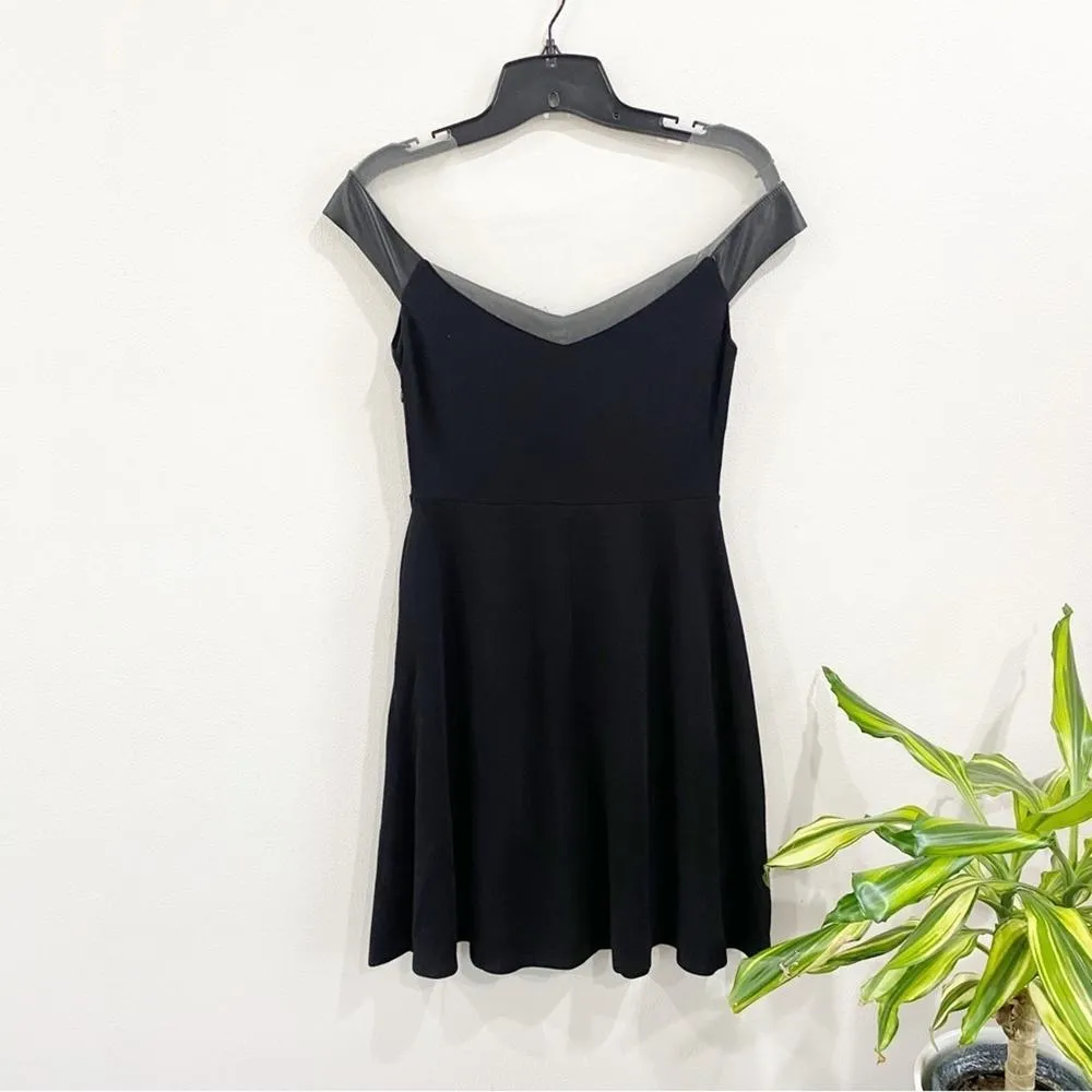 Bailey 44 | Endorphin Mesh and Faux Leather Top Fit and Flare Black Dress Size 4 - Image 3