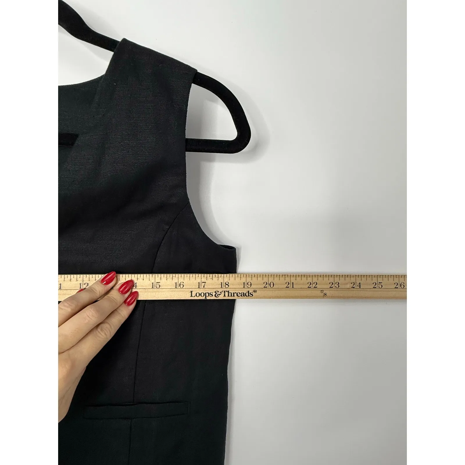 GAP Black Linen Blend Tailored Button Front Vest Size S Minimalist - Image 6