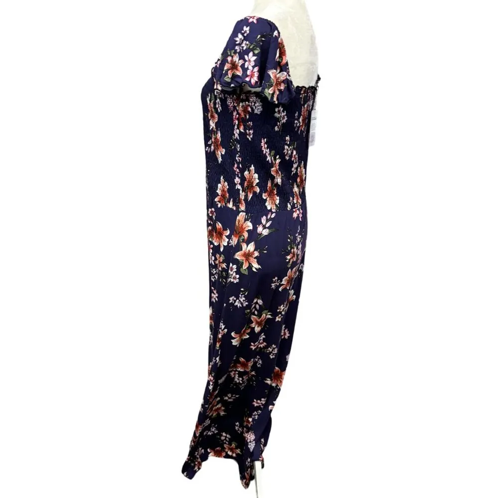 Lascana Floral Maxi Dress Womens 42 Purple Off - Image 6