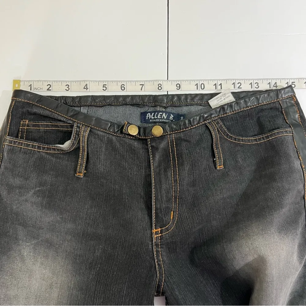Allen B. by Allen Schwartz Leather Waistband Bootcut Jeans Size 30 USA Made Y2K Black - Image 9
