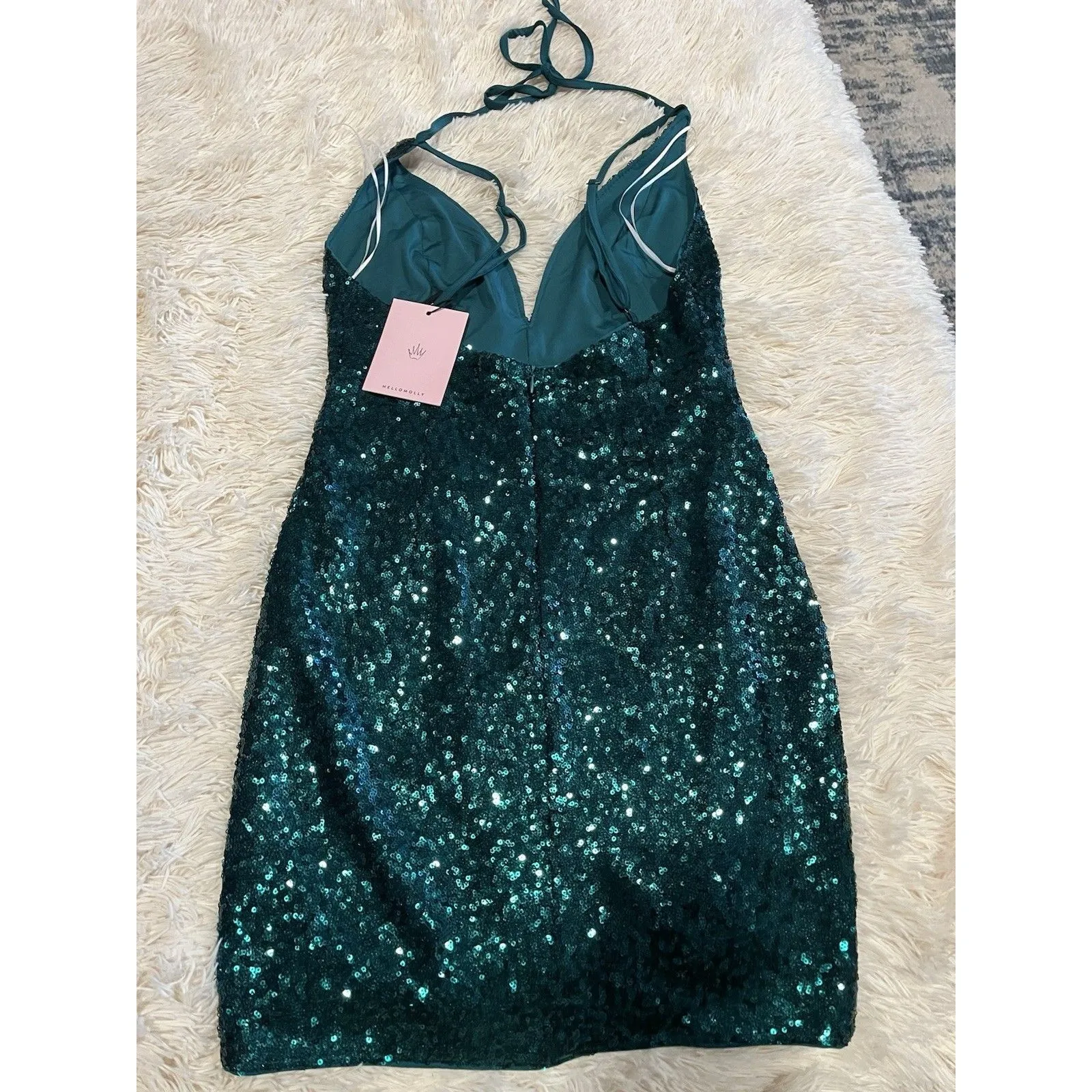 Green Sequin Hoco Dress By Hello Molly Size 6 Homecoming Cocktail NWT - Image 7