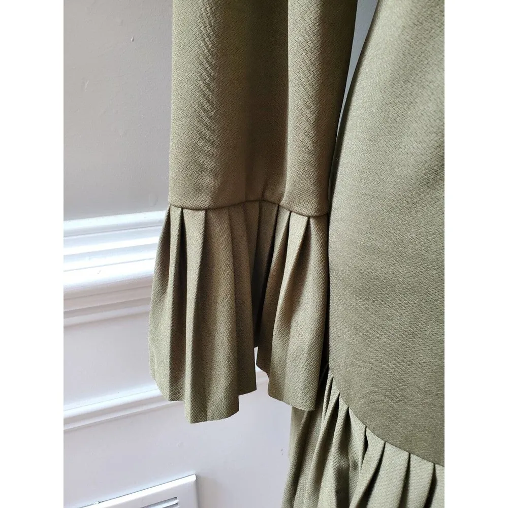 Myzen Women Green Solid Round Neck Long Sleeve Casual Knee Length Dress Size 44 - Image 12