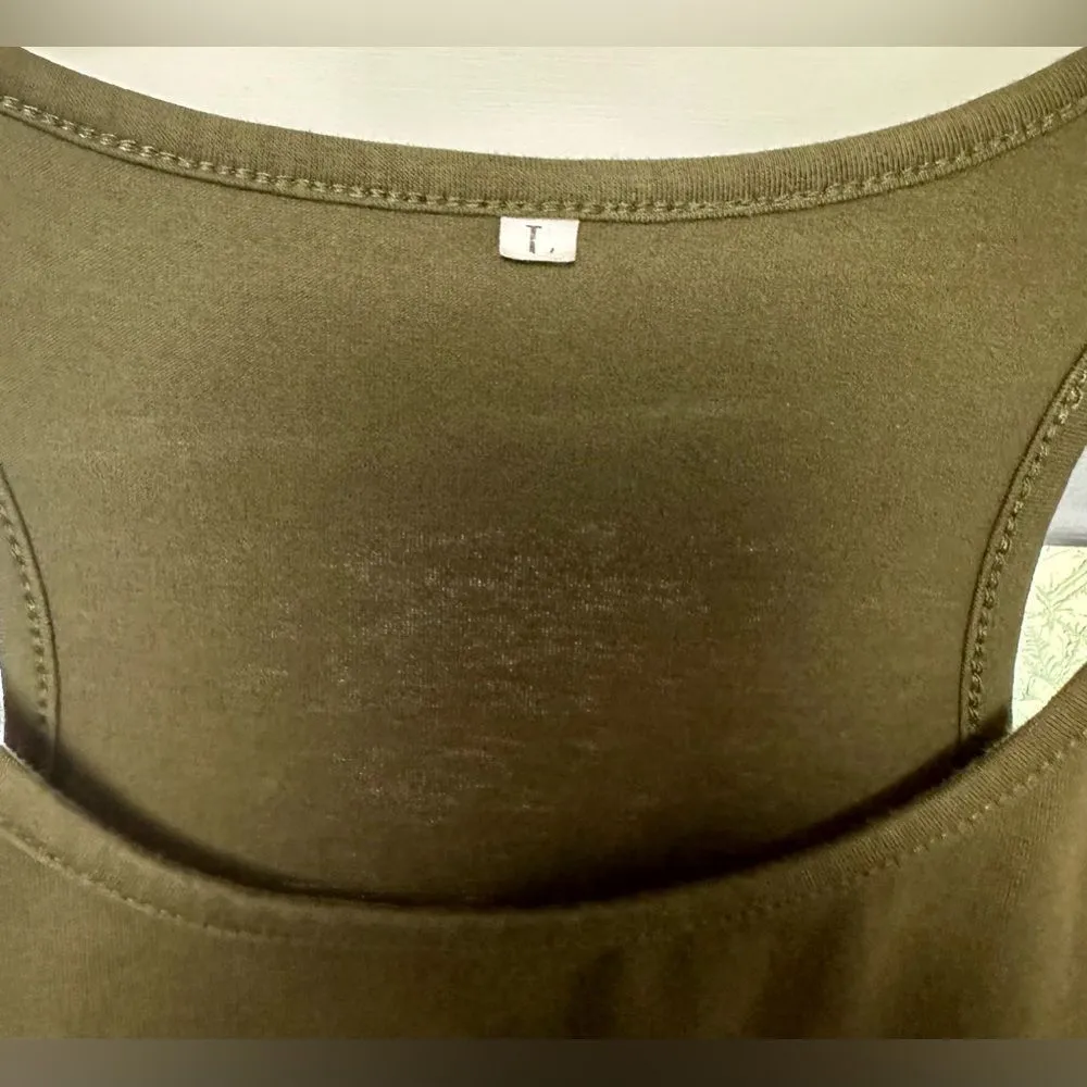 Rustic Flag Tank Top Racerback Olive Green (323) Size L - Image 3