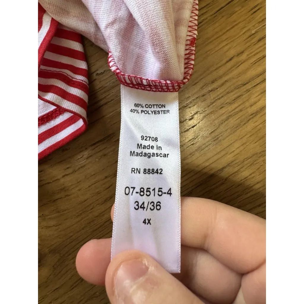 Woman Within Shirt Size 4X ‎ Scoop Neck-Embroidered 34/36 Striped Career Beach - Image 6