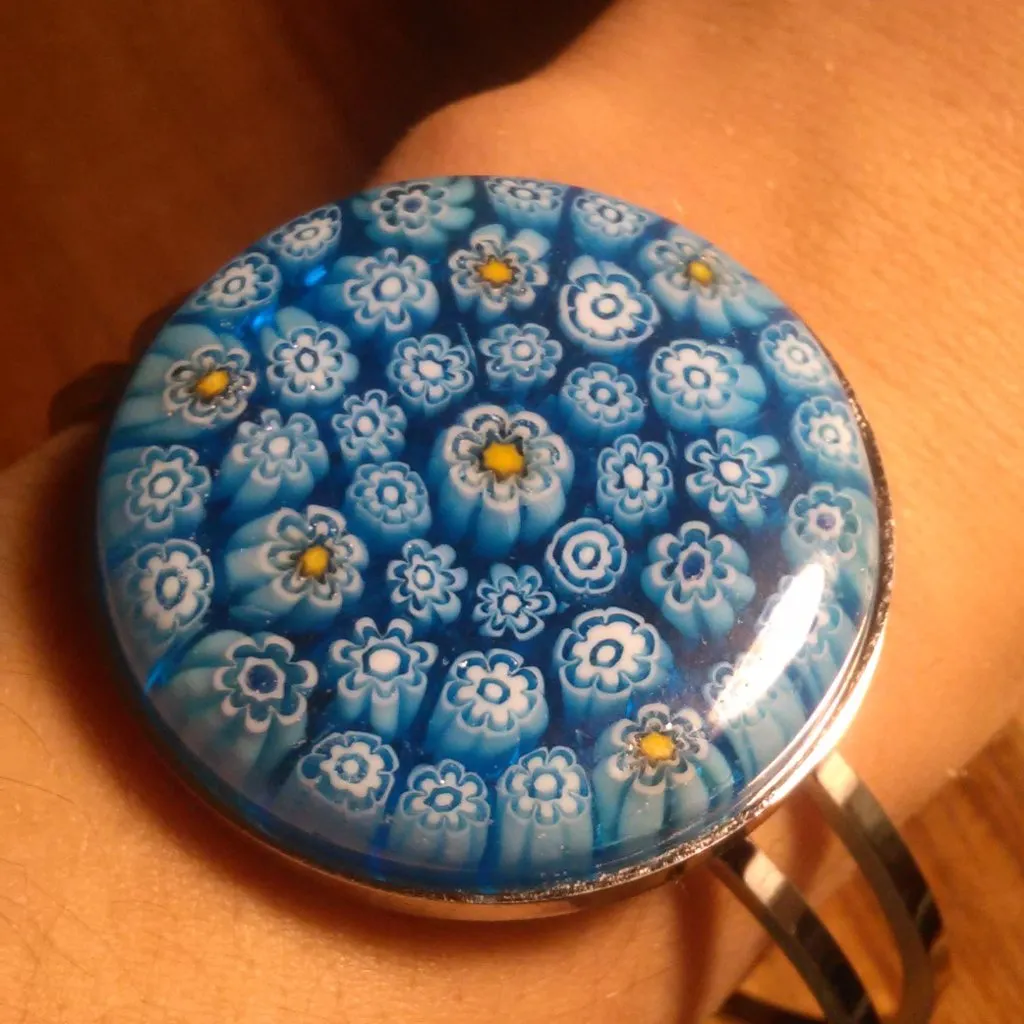 Blue Color Murano Style Stainless Steel Bangle Bracelet (7.50 Inch) - Image 11