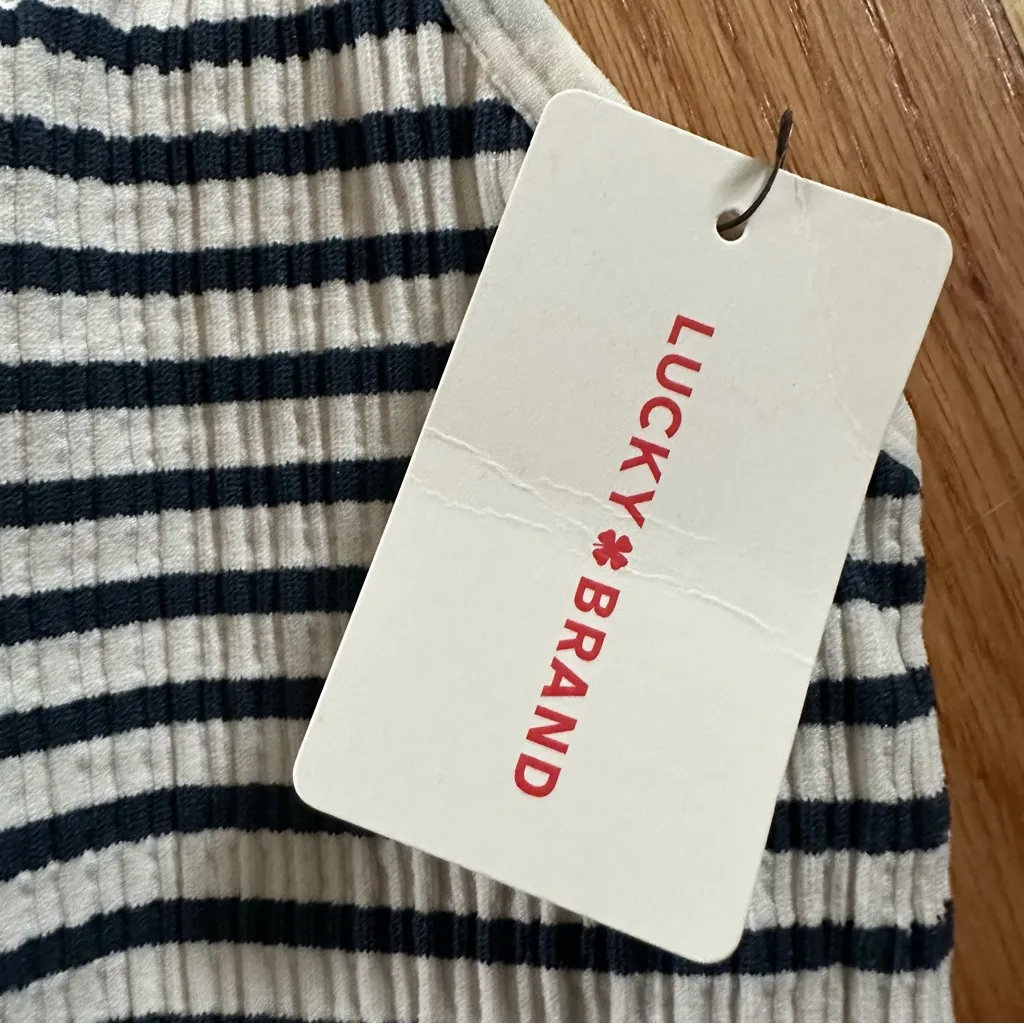 NWT Lucky Brand Ribbed Strappy Comfort Bra White Striped Sz XL - Image 4