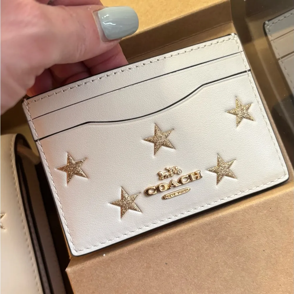 Authentic COACH Smooth glitter stars  flap crossbody with a card holder set - Image 3
