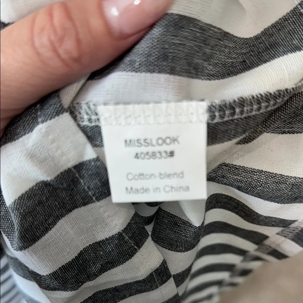 Misslook Cotton Blend Striped Black and White Women's Long Sleeve Top XL - Image 3