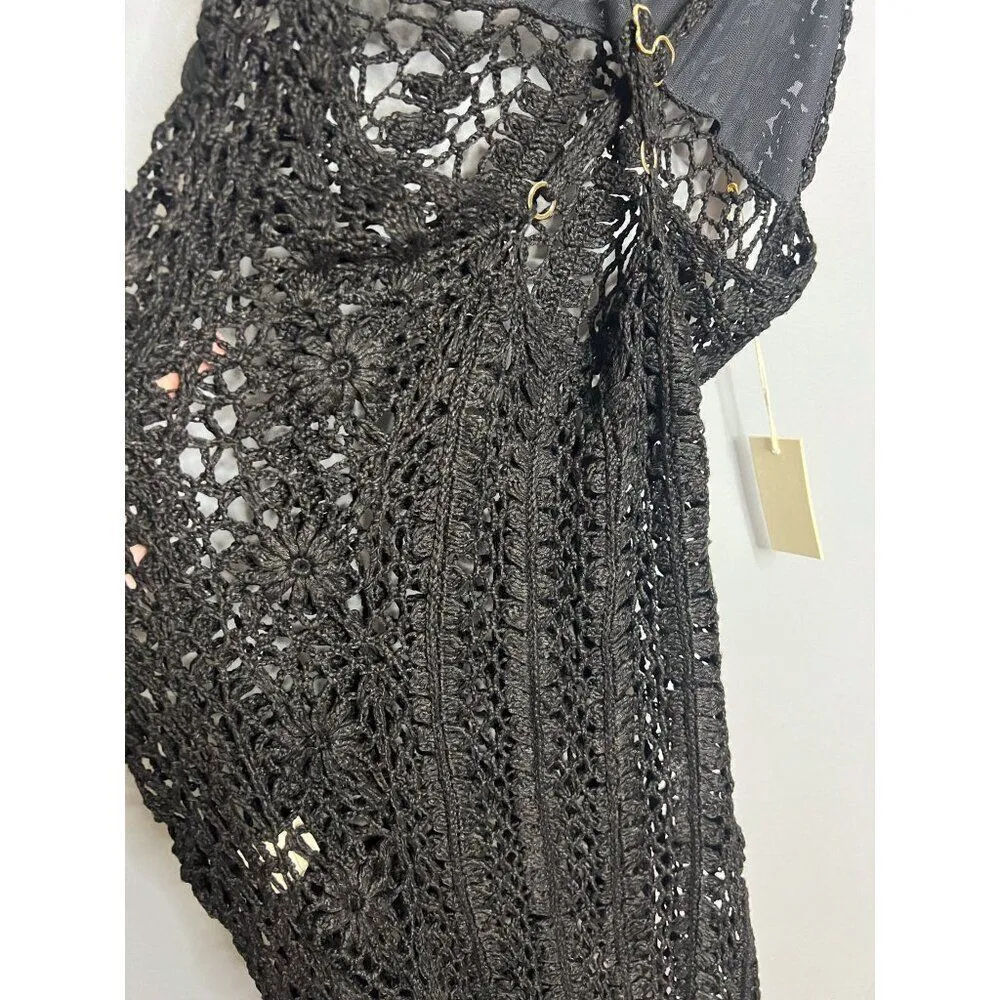 NWT Anthropologie Flook the Label Ayla Dress Black Crochet‎ Maxi Coverup Small - Image 7