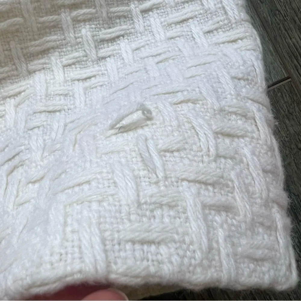 Carlisle Collection Designer Wool Cream Pencil Skirt Woven Textured Off White 8 - Image 9