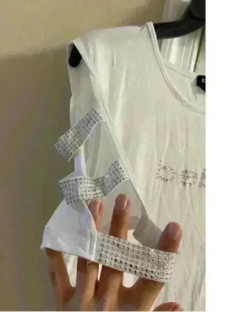 BEBE WHITE short sleeve‎ cold shoulder top  XL - Image 2