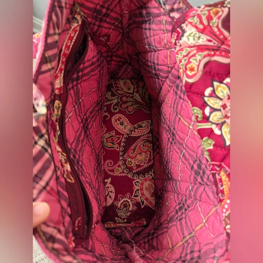 VTG Vera Bradley Paisley Bag Tote Shoulder Purse Piccadilly Plum Pink Maroon - Image 8
