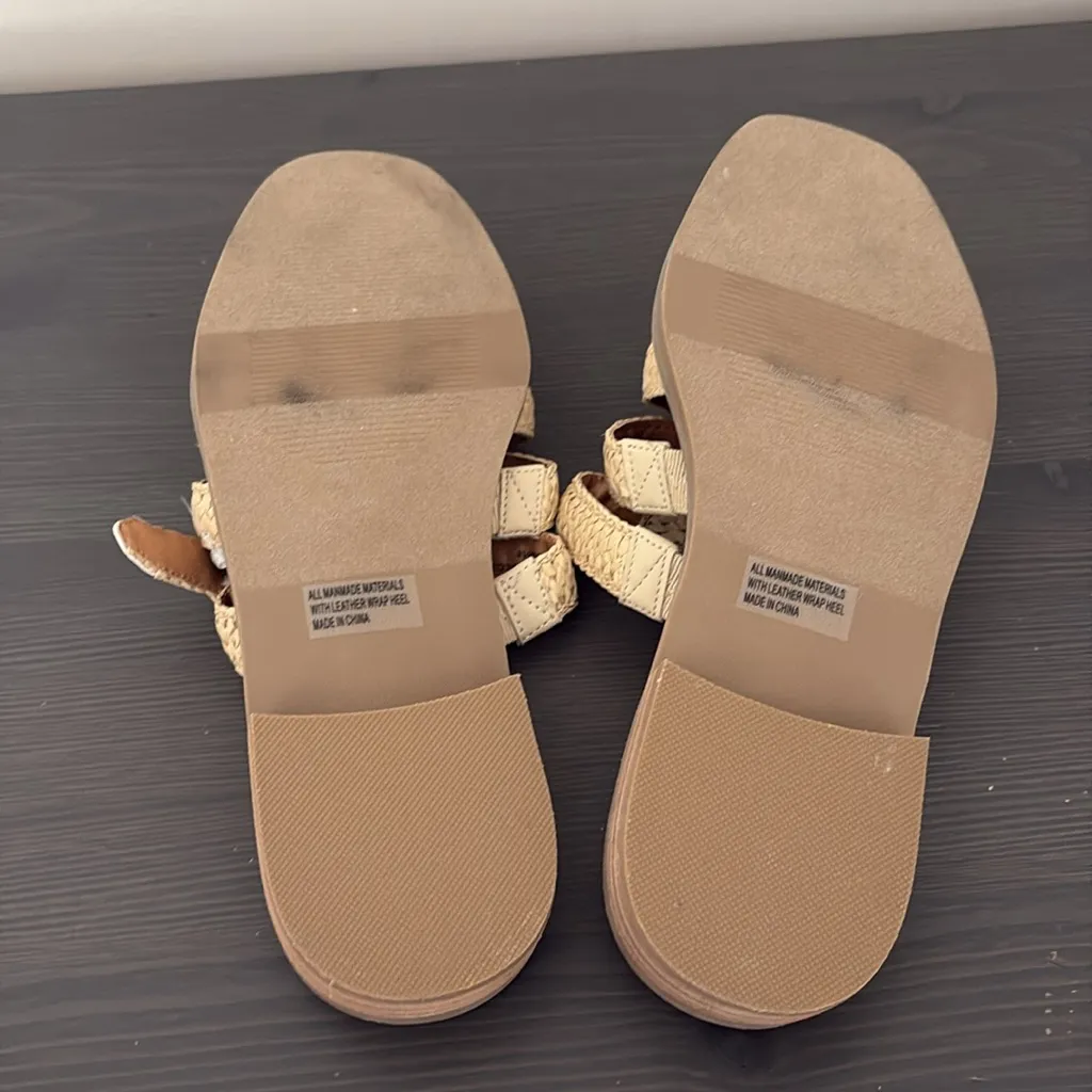 DV By Dolce Vita Falcon Raffia Buckle Mules Slip On Natural Size 8 Tan - Image 9