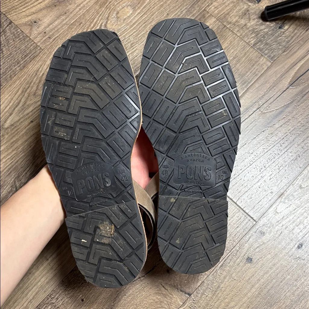 Pons Avarcas Taupe Leather Sandals US 10 Tan - Image 9