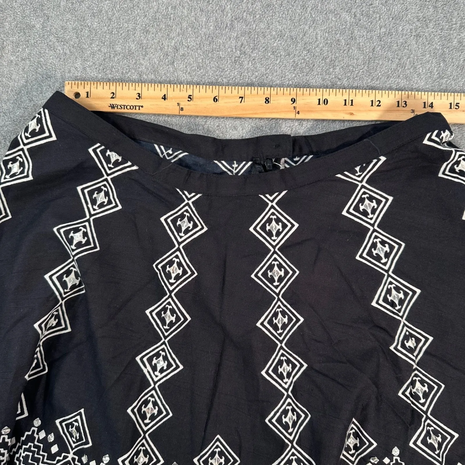 Mlle Gabrielle Flare Skirt Women's Small Black/Ivory Sequins Cotton Swing Twirl - Image 5