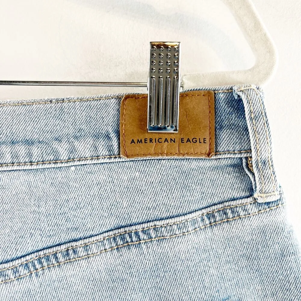 American Eagle The Highest Rise 90's Boyfriend Shorts Distressed Blue 14 - Image 13