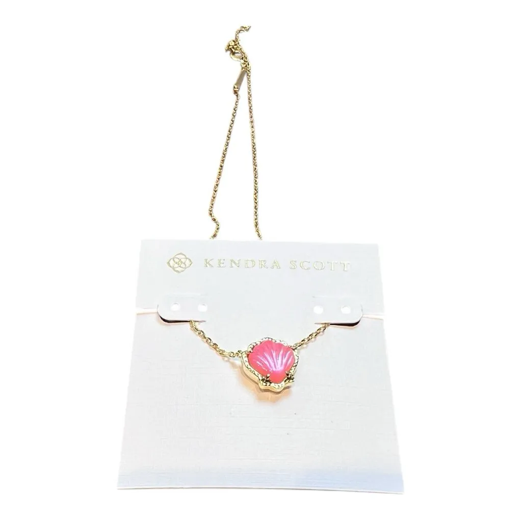 Kendra Scott Brynne Gold Shell Pendant Necklace & Earrings Blush Pink Set NWOT - Image 5