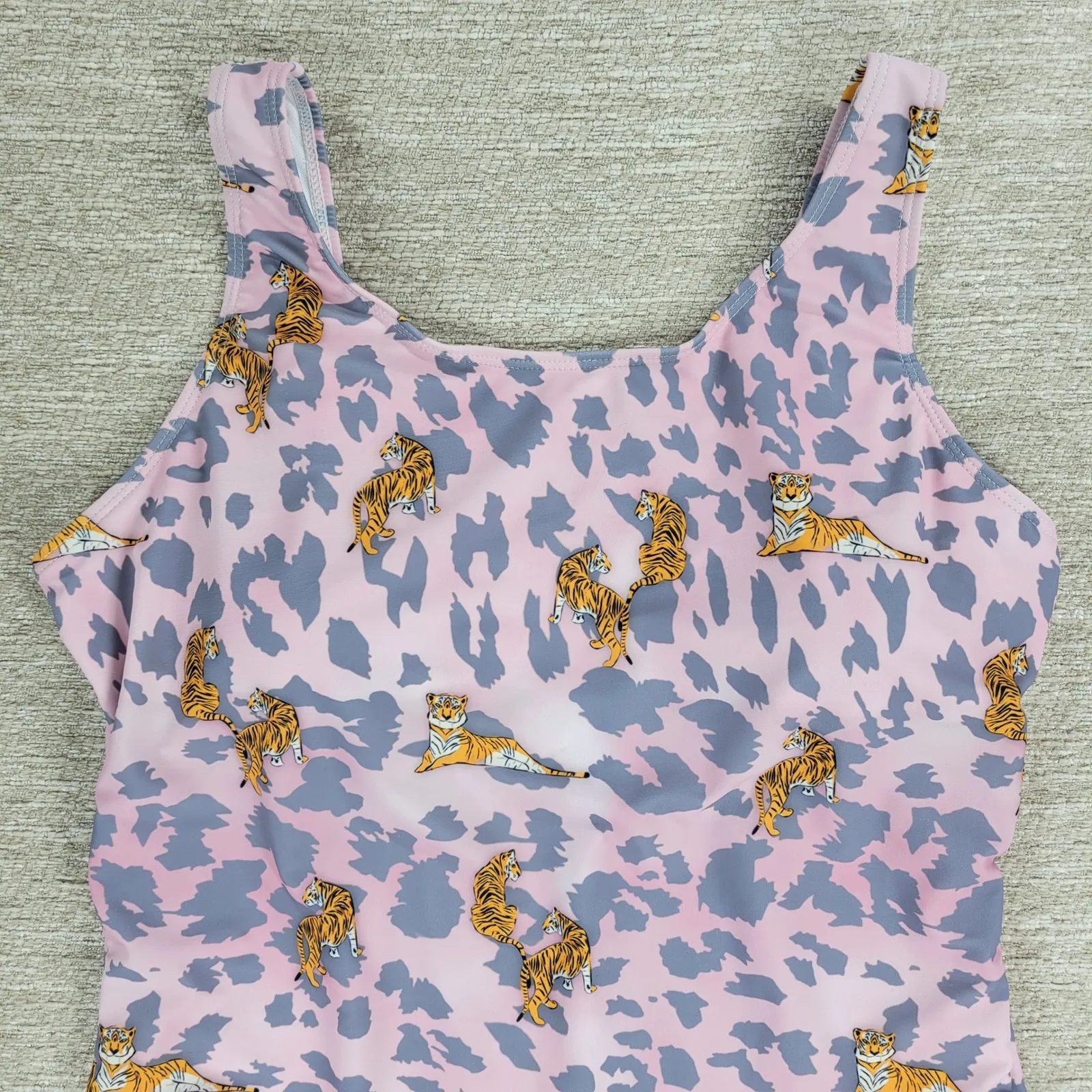 Mindy Mais Market Tiger One Piece Swimsuit Size L Pink Gray Leopard Print LSU Size L - Image 9