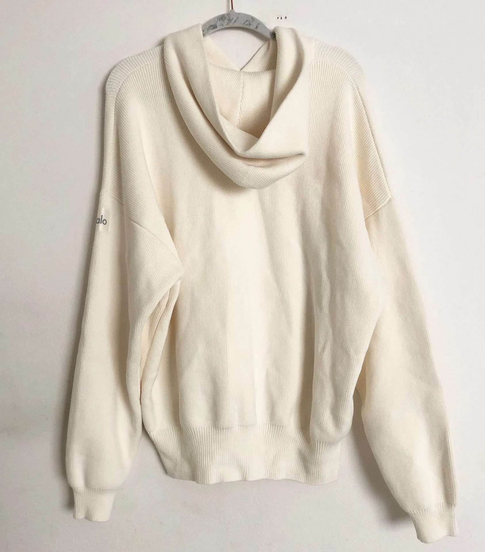 Alo Yoga Scholar Hooded Sweater Ivory M - Image 9