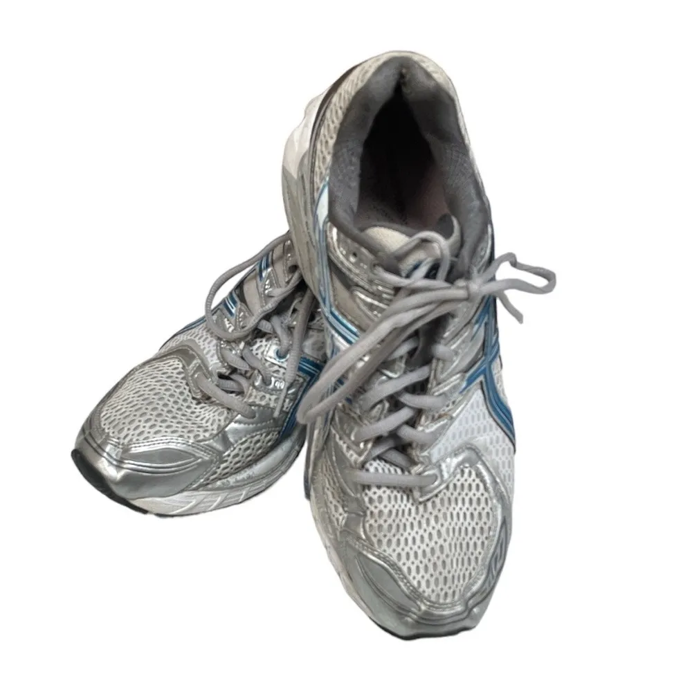 ASICS Gel-Kayano 16 Running Shoes White Blue Silver Size 10.5 - Image 9