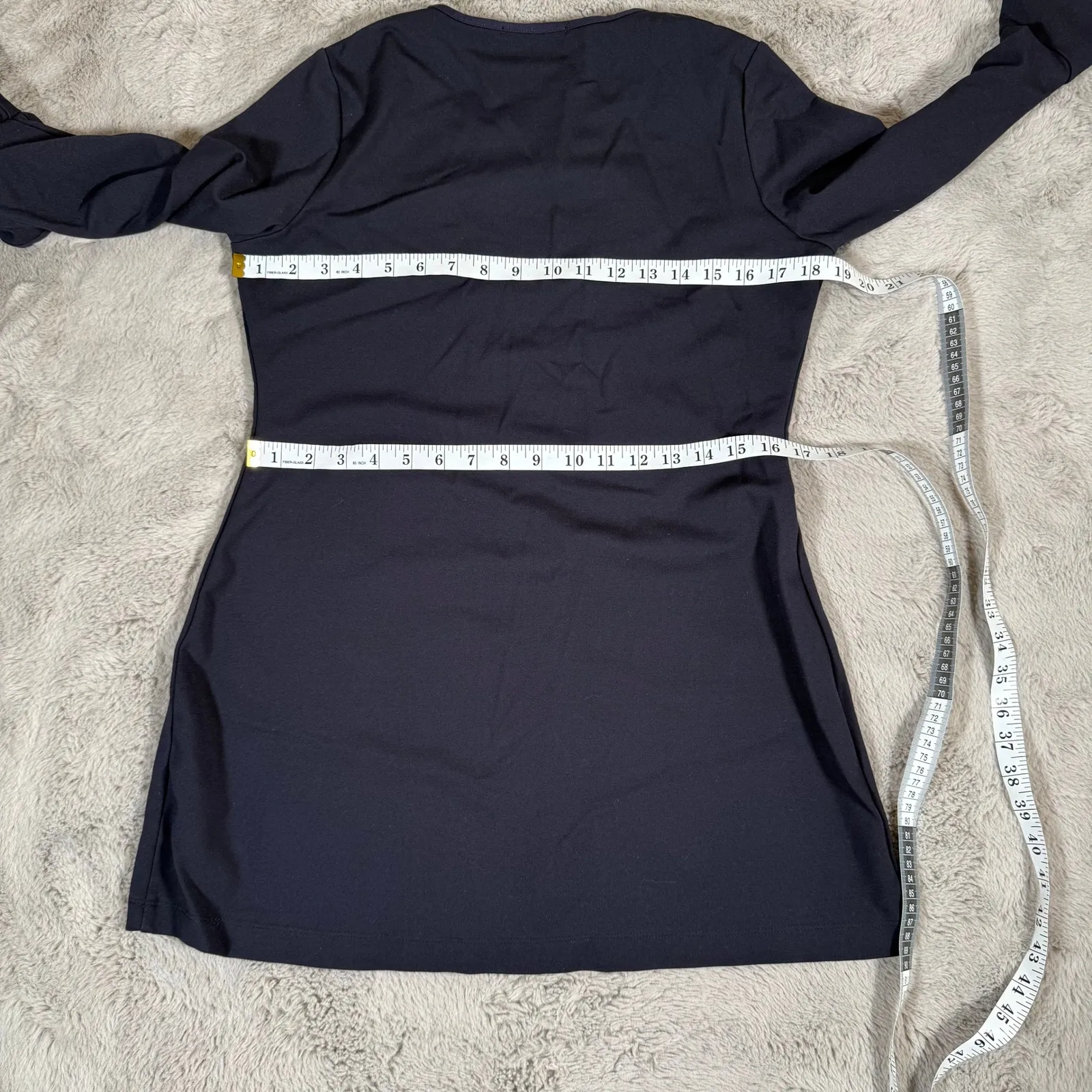 Estee Lauder Mini Dress Bell Sleeve Long Sleeve Casual Navy Size S - Image 6
