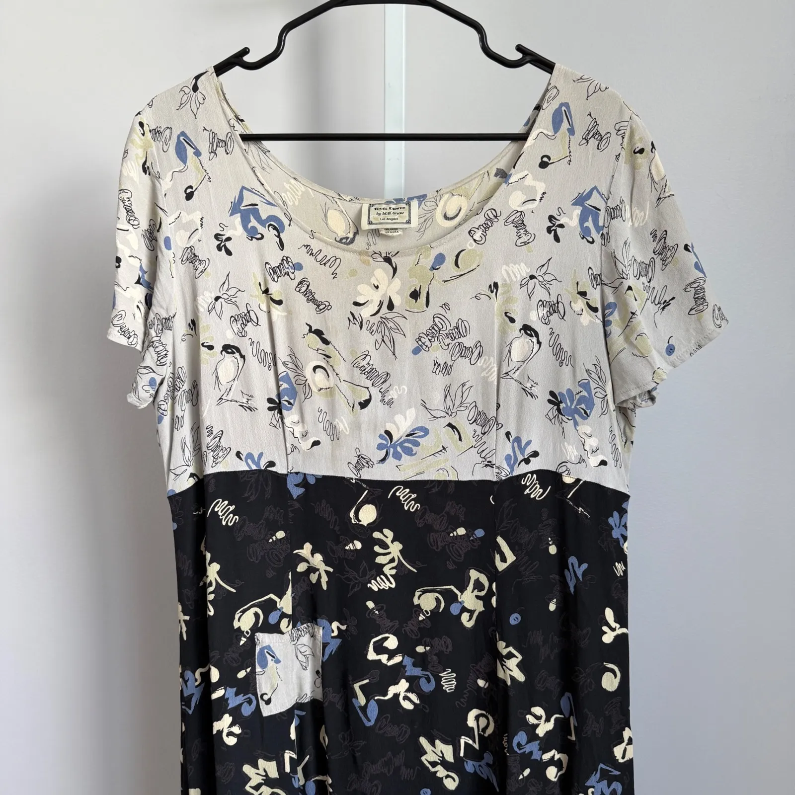 VTG Toots Pierre by MS Snow Floral Maxi Dress sz M/L‎ Lagenlook Wearable Art Tan - Image 2