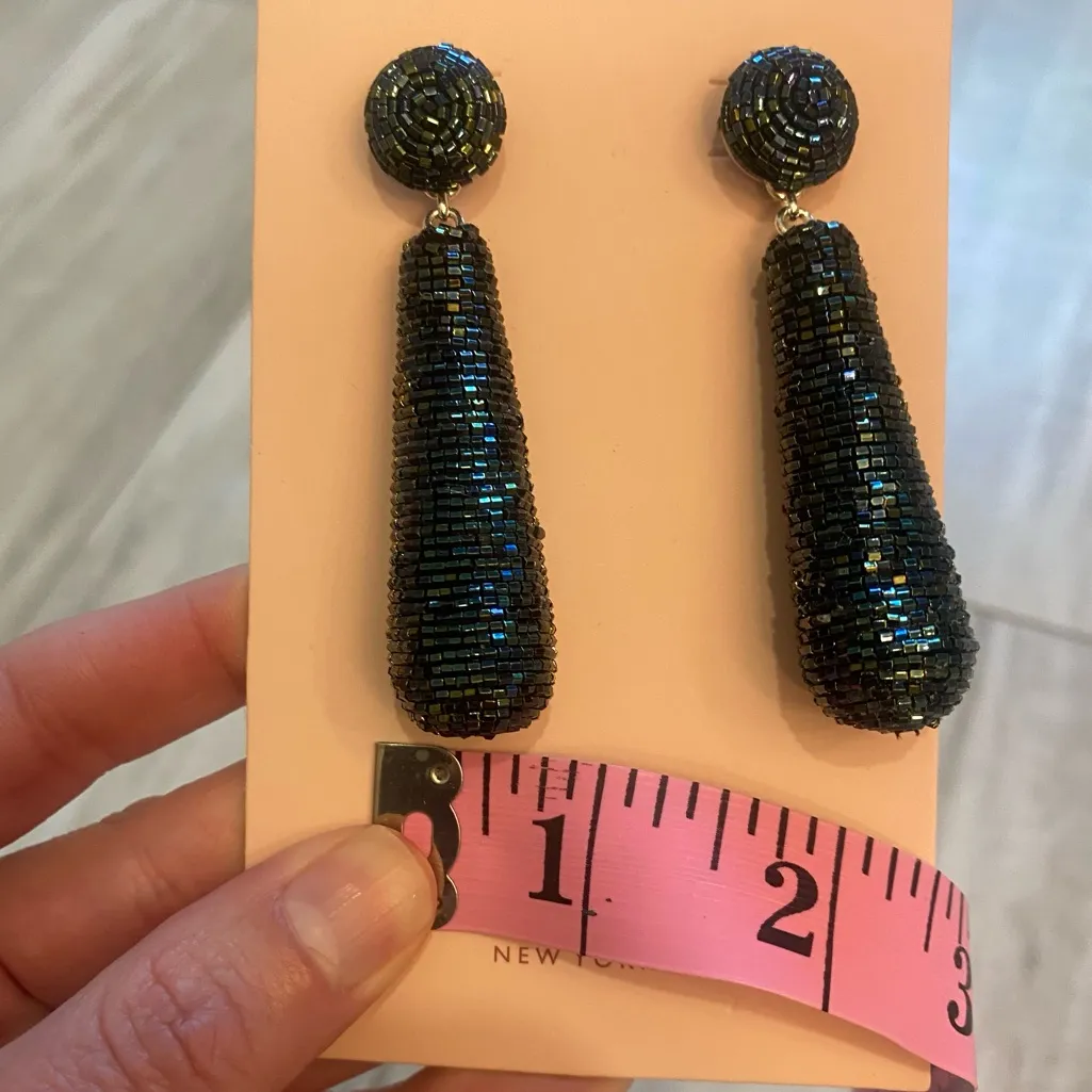 NWT Elegant Mignonne Gavigan Oil Slick Drop Beaded Pierced Earrings, one size - Image 4