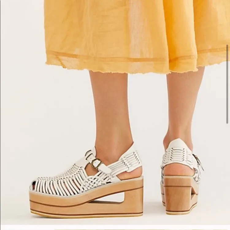 Jeffrey Campbell Free People Gemma Hurache white woven leather platform sandal 7 - Image 2