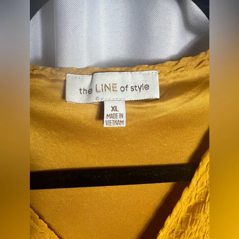 The LINE of style Women's Long Sleeve Chiffon Blouse Golden Yellow Size XL Gold - Image 2