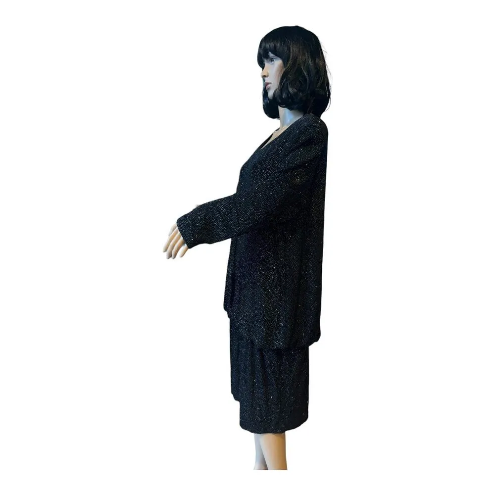 Formal Onyx Nite black pop over shimmering formal drop waist dress size 18 - Image 9