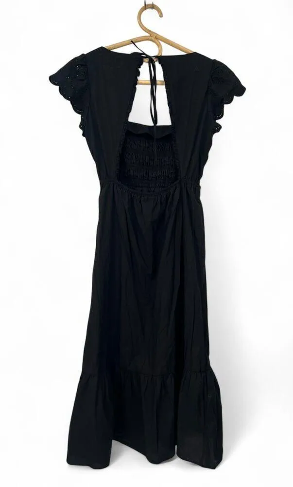 Jason Wu | S | Midi Dress Ruffle Tiered Eyelet Flutter Sleeve Sundress Smocked - Image 5