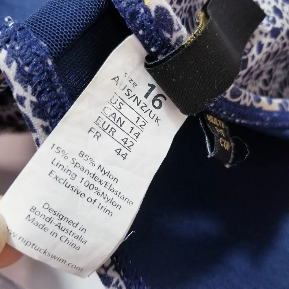 Nip Tuck Swim Blue One Piece Swim Suit Built in Bra Ruched Size 12 - Image 5