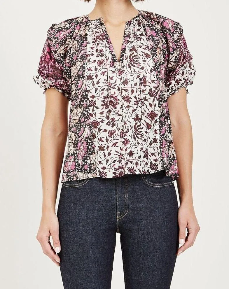 💕ULLA JOHNSON💕 Arusi Poplin Top ~ Fuchsia Print Cotton Silk Blend Small 4 - Image 9