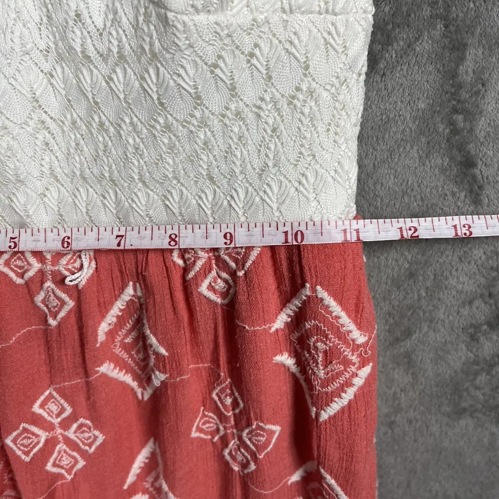 Lily Rose Women's Cream Coral Spaghetti Strap Maxi Dress SIZE S Boho Beach Vibes - Image 6