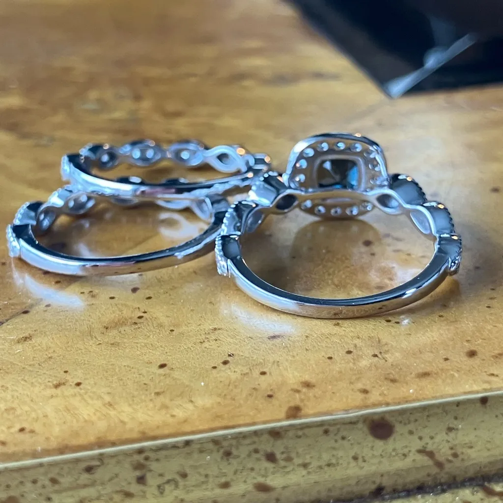 Natural London Blue Topaz Sterling Silver Ring Set Size 8 - Image 5