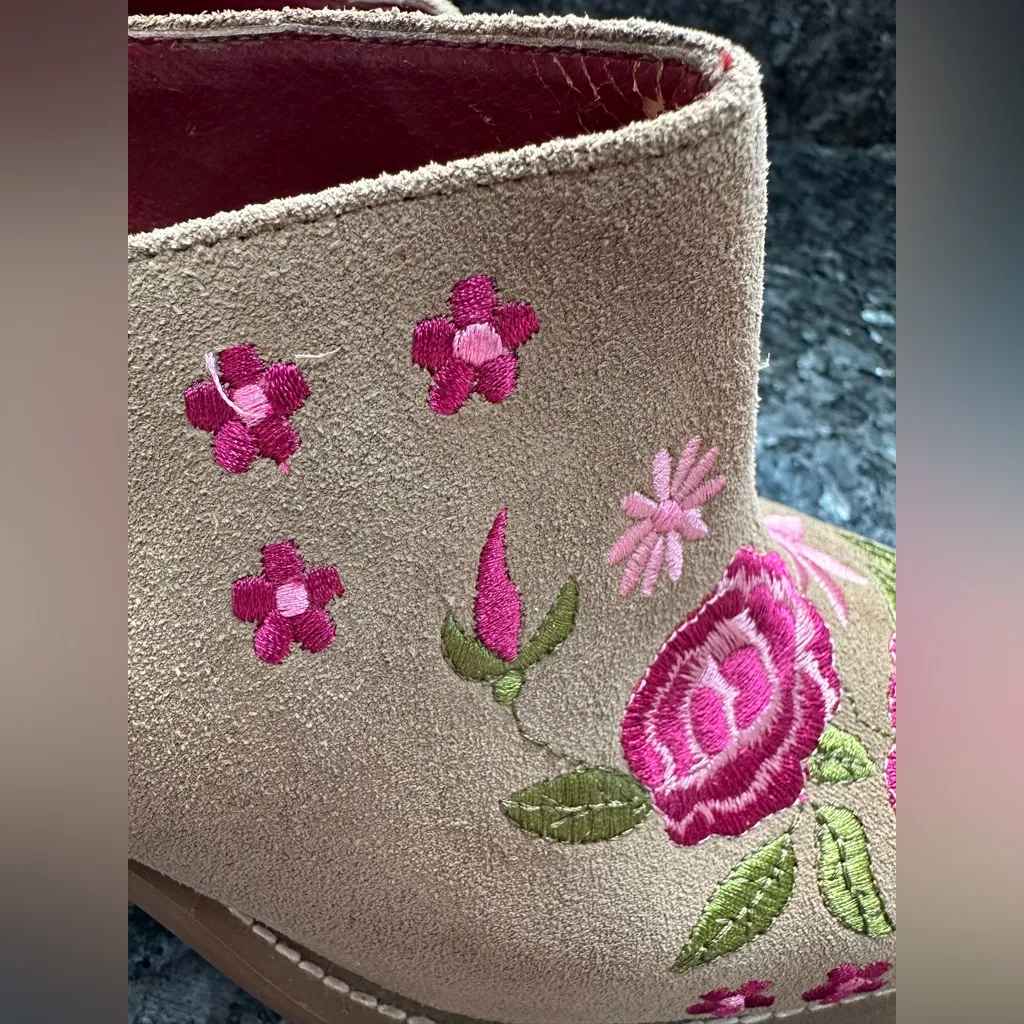 Vintage Riverstone Rosebuds Women’s Brown Leather Suede Western Clogs Y2K Size 9 Tan - Image 6