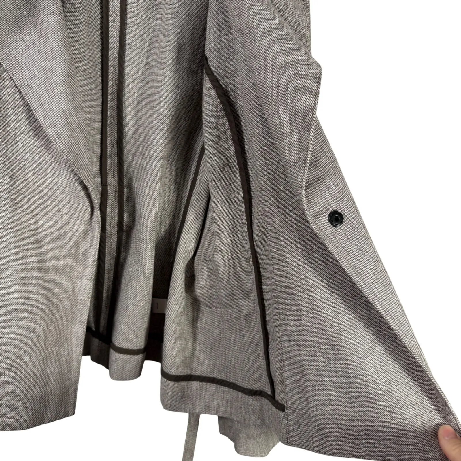 Saks Fifth Avenue Linen Blend Belted Jacket Size 14 Tailored Neutral Blazer - Image 11