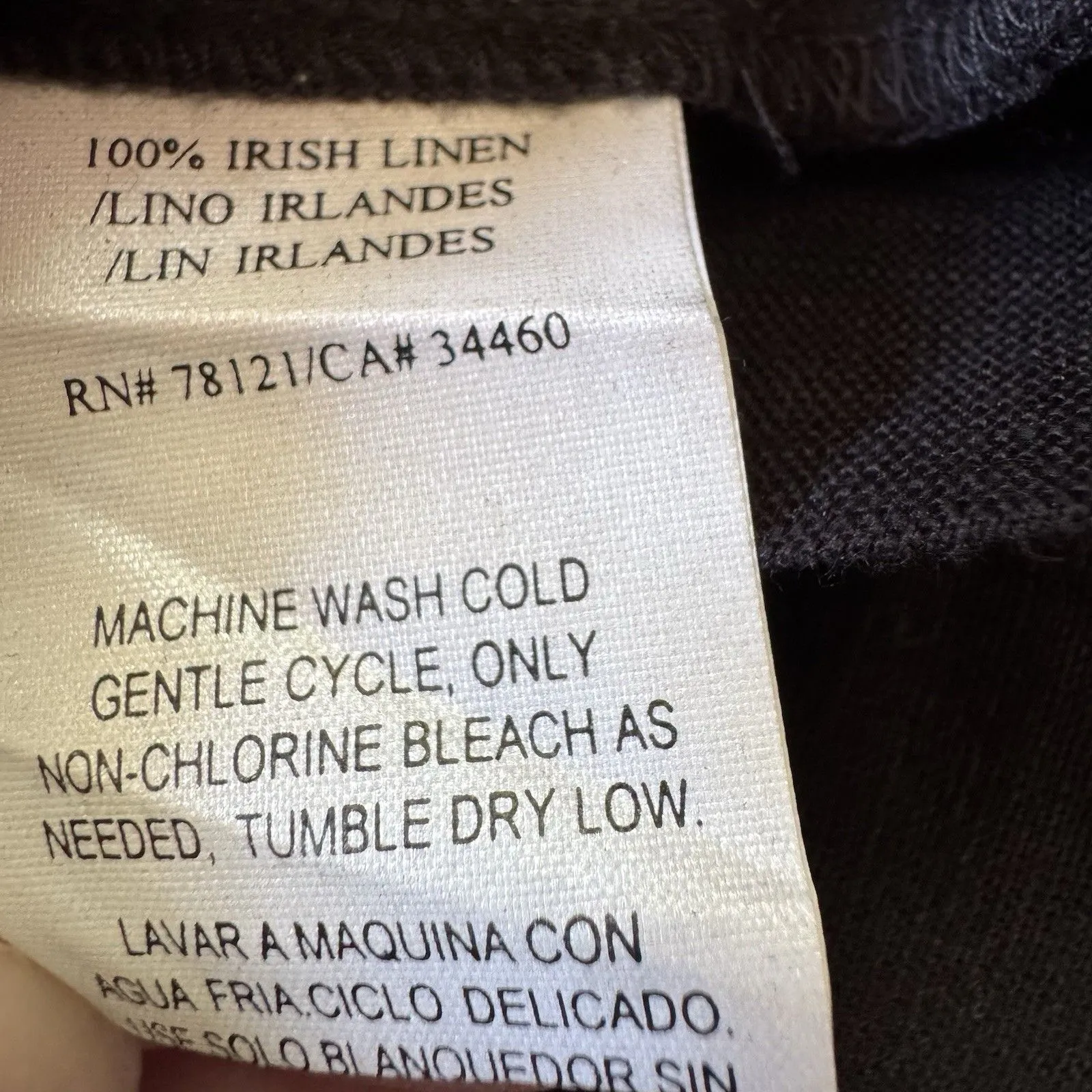 Eileen Fisher Irish Linen Crop Pant Elastic Pull On Black Womens Lg Made In USA - Image 4