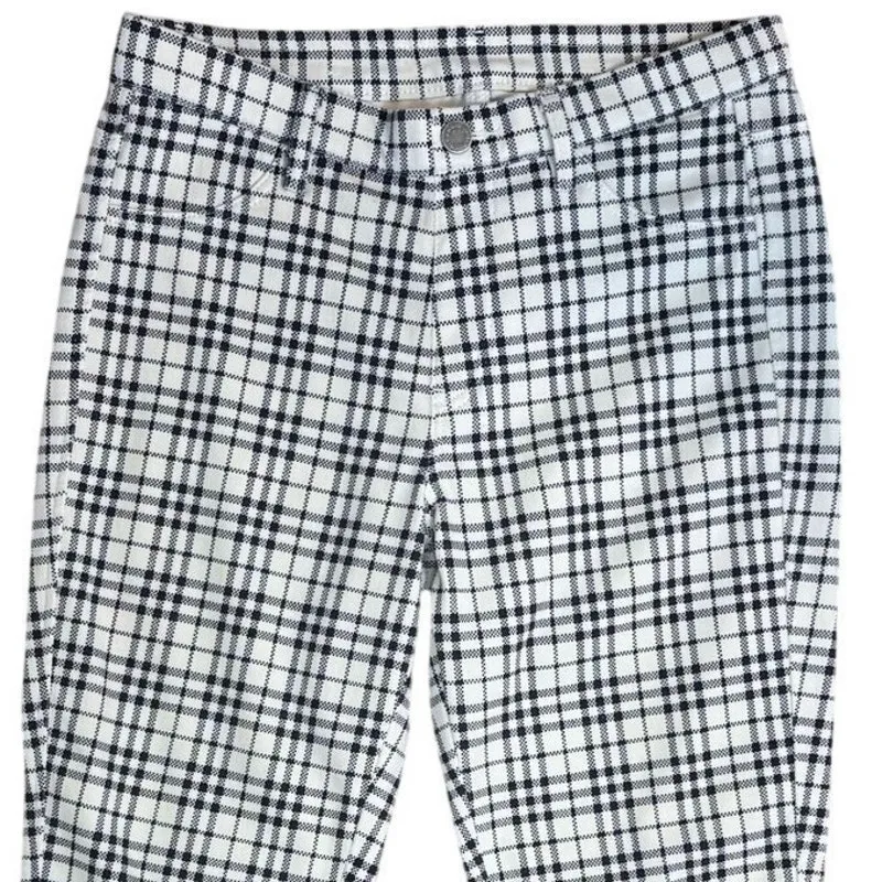 Uniqlo Plaid Pull On Leggings Knit Trousers Pants Size Small Cream & Black NWOT - Image 3