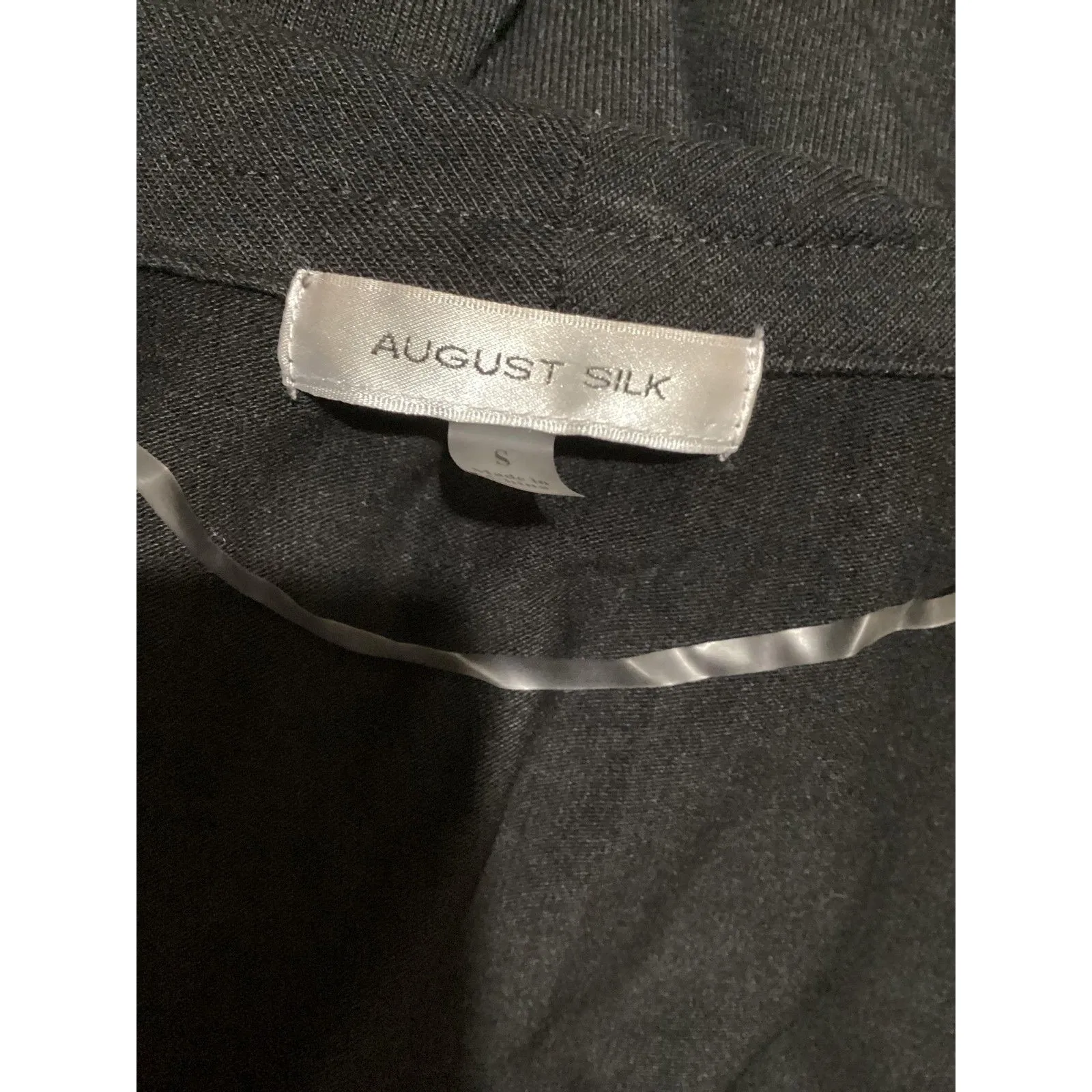 August Silk Cardigan Womens Small Black Open Front Bow Sleeve Sweater Knit Drape - Image 5