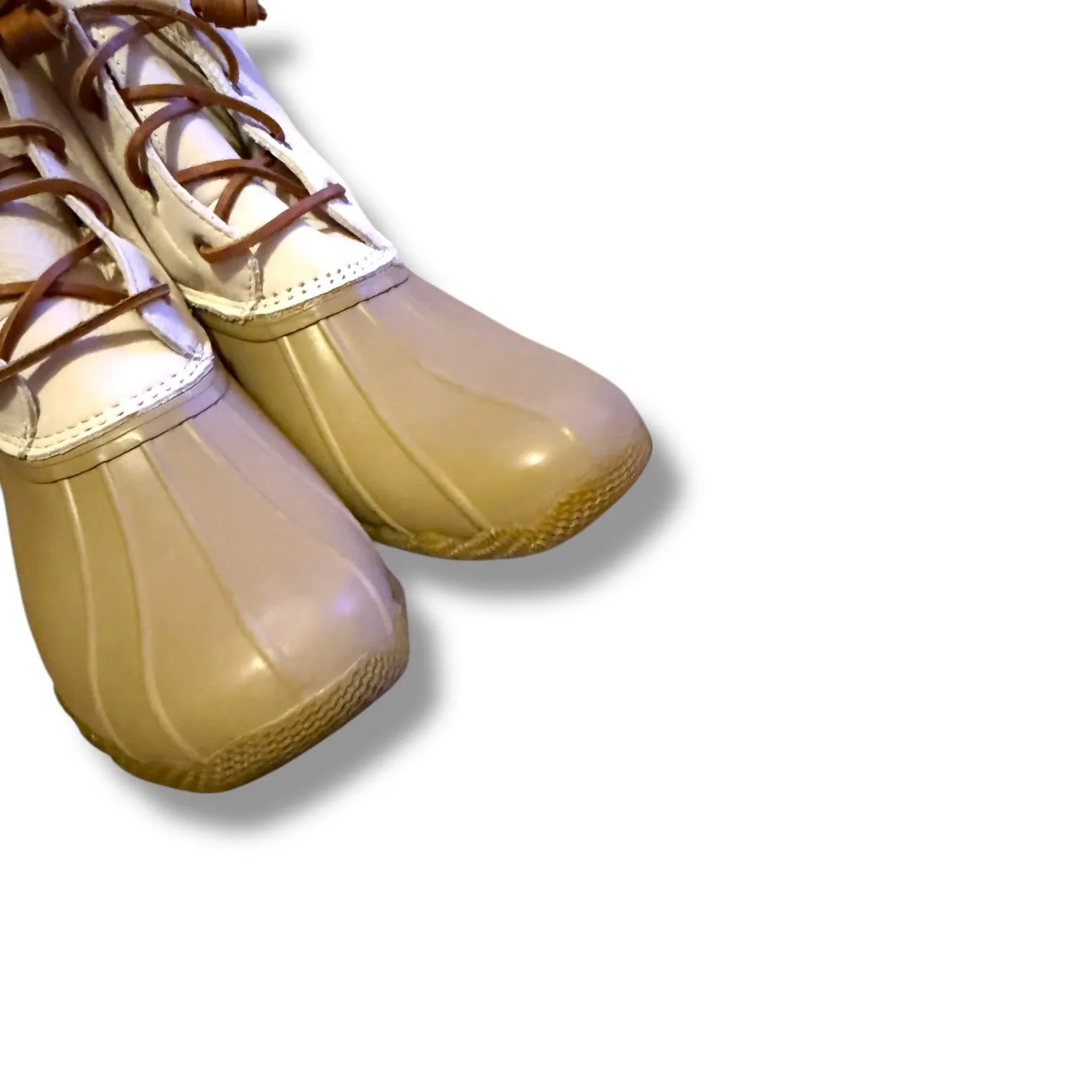 Sperry Duck Boots Women's Size 9 Beige Lace Up Waterproof Rain Outdoor Shoes - Image 5