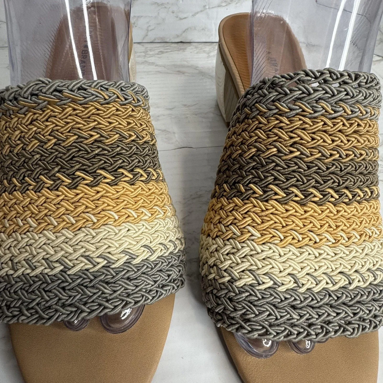 Lucky Brand nanssi multicolor Woven crochet Block Heel Slip On Sandals Mules 9.5 - Image 5