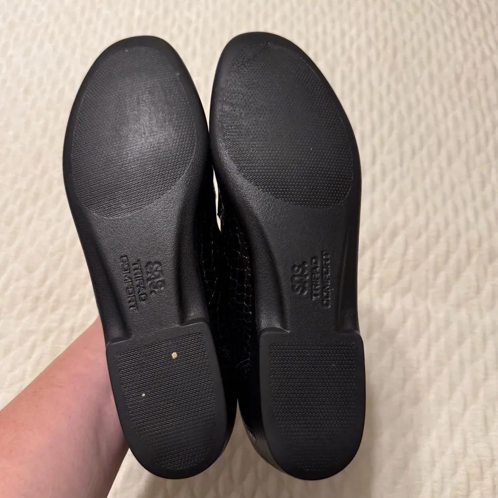 SAS Simplify Black Patent Leather Croc Embossed Loafers Shoes Women’s Sz 9 Slim - Image 6